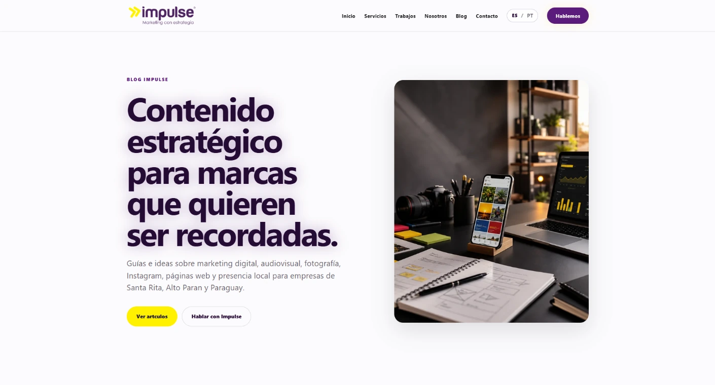Página principal do blog da Impulse Marketing