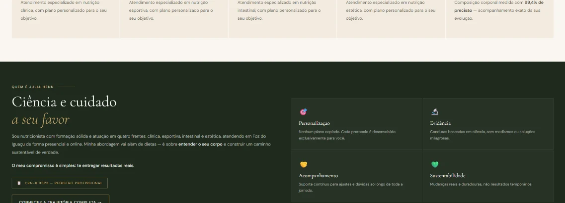 Histórico profissional e metodologia de acompanhamento nutricional