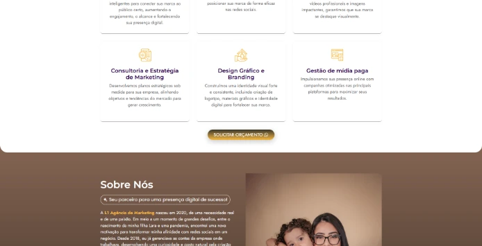 Seção de apresentação de serviços e escopo de atuação