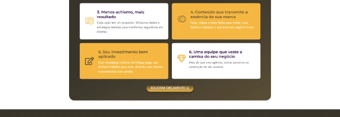 Chamada para ação e proposta de valor comercial