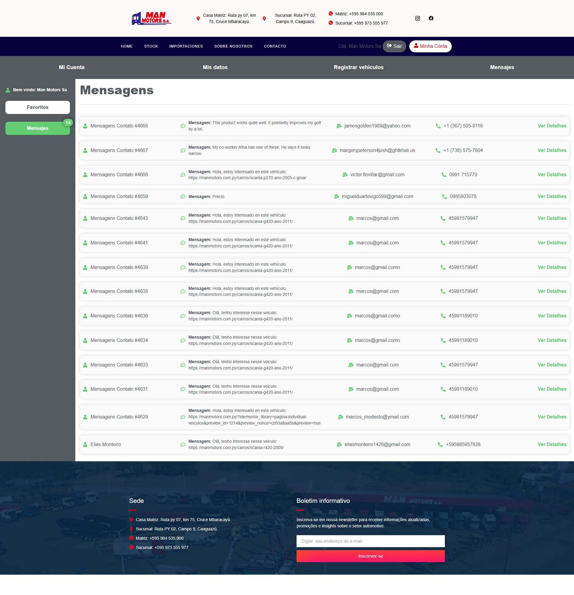 Módulo interno de gerenciamento de leads e mensagens de compradores