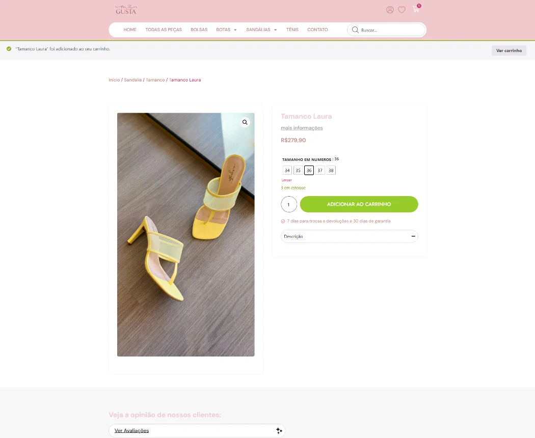 Detalhe da área de compra com botão de adicionar ao carrinho