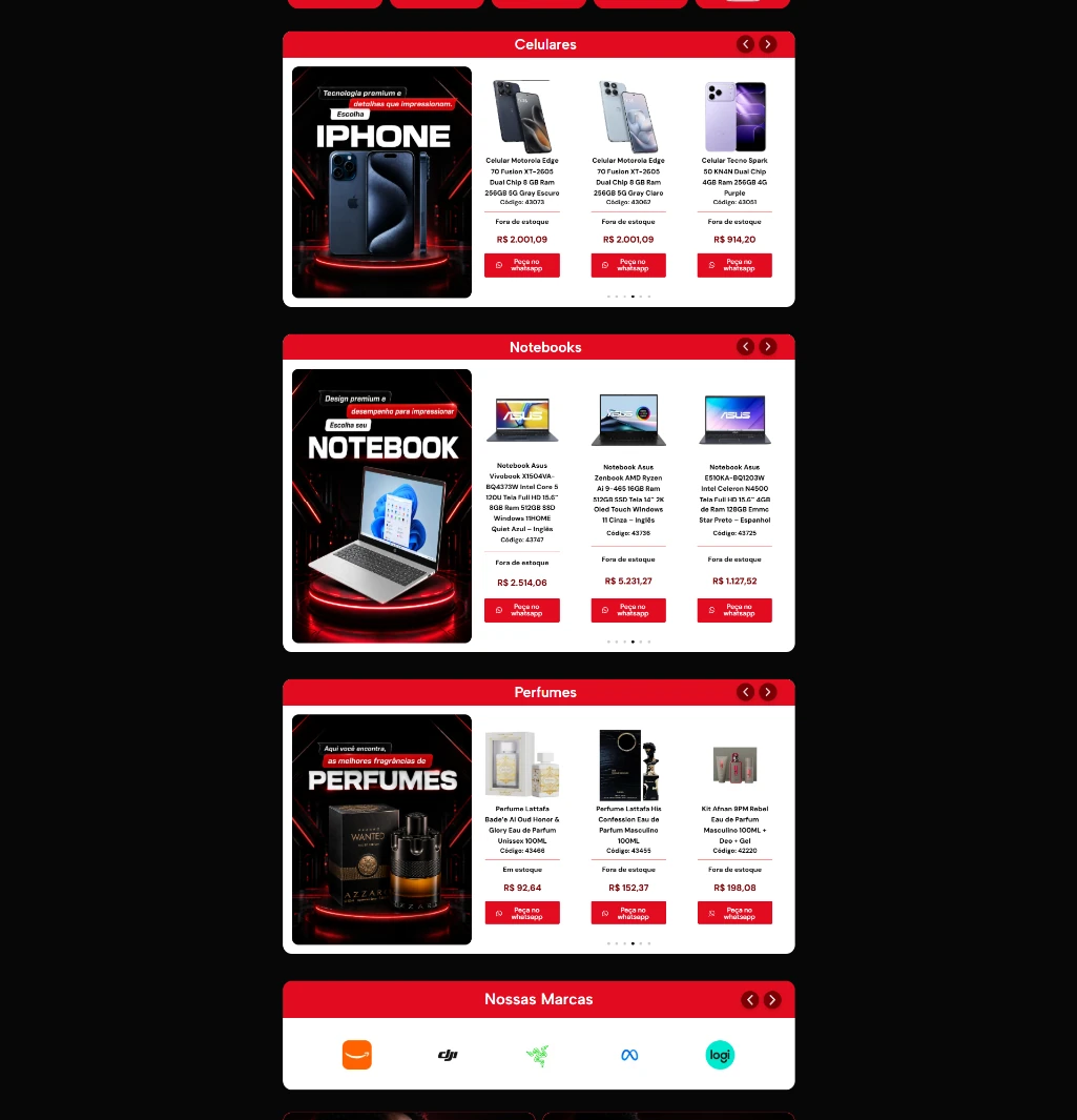 Catálogo público de produtos atualizado de forma recorrente