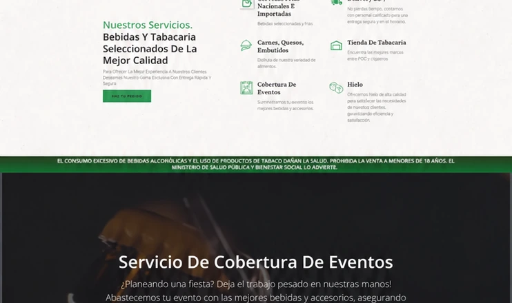 Seção de atendimento para delivery e fornecimento de bebidas
