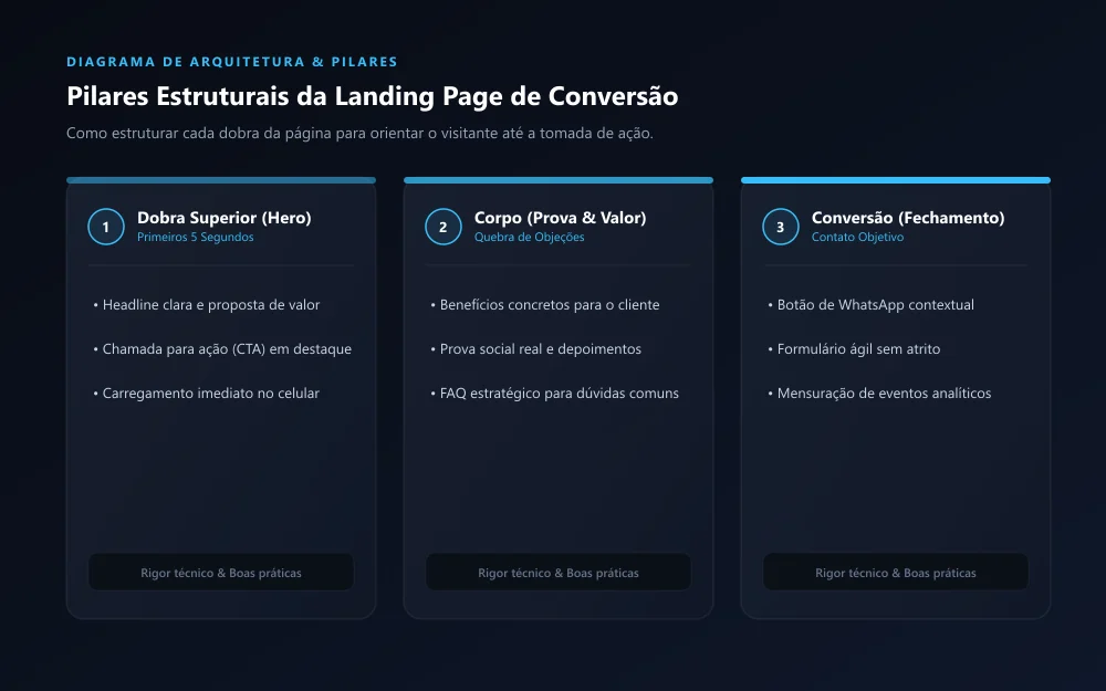 Pilares estruturais e elementos essenciais de uma landing page para conversão