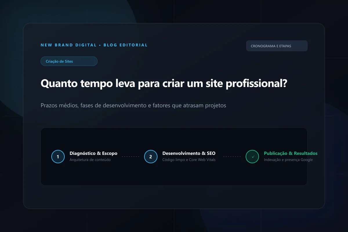 Quanto tempo leva para criar um site profissional? Prazos e etapas reais - New Brand Digital